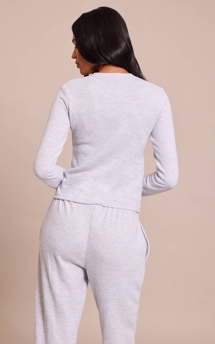 Gris Cardigan Extra-doux Brodé Tall