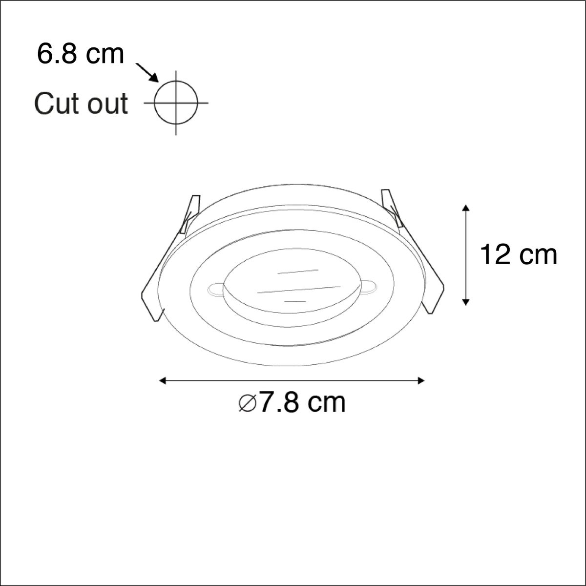 Moderne inbouwspot, zwart, IP44 - Xena Round