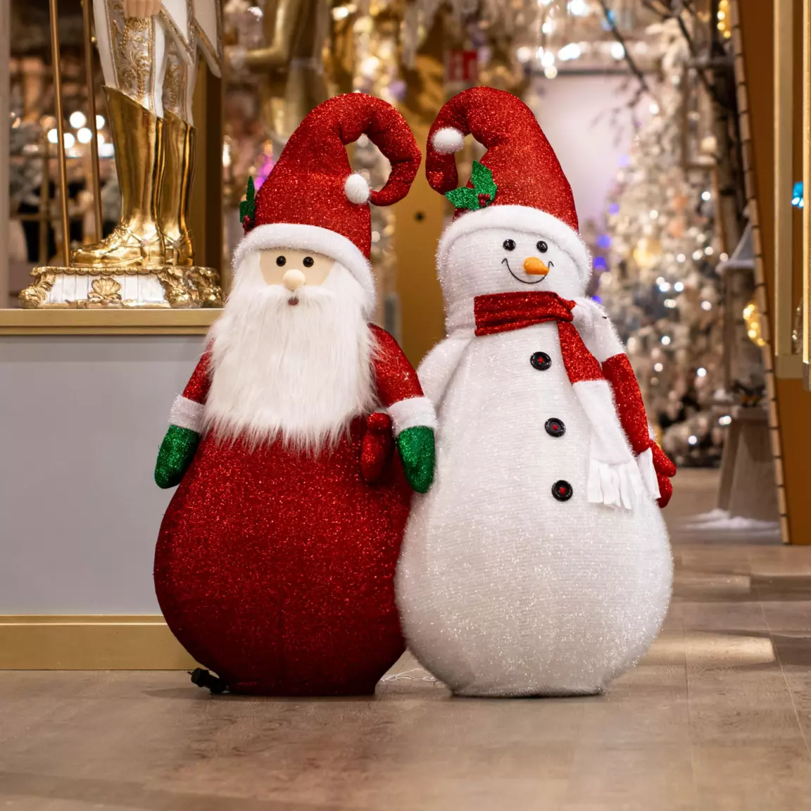 Père Noël lumineux à piles (H140 cm) pliable Rouge