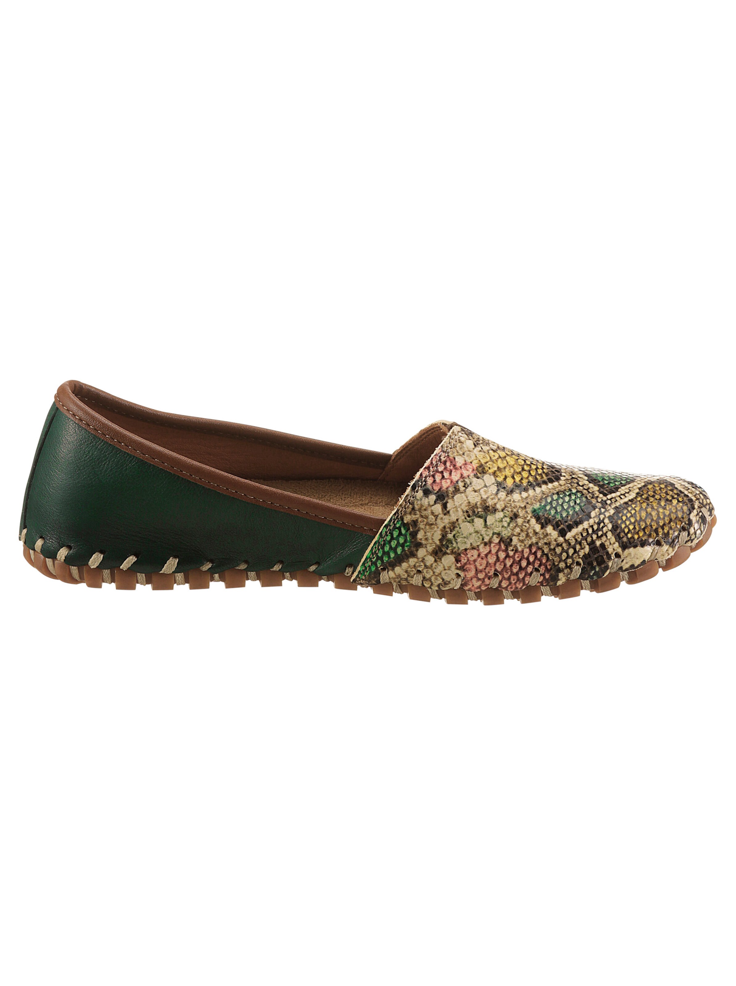 Gemini Slipper in dunkelgrün-gemustert