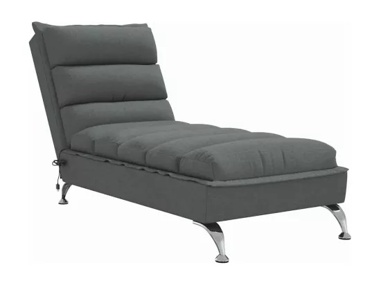 Chaise longue de massage avec coussins gris foncé tissu