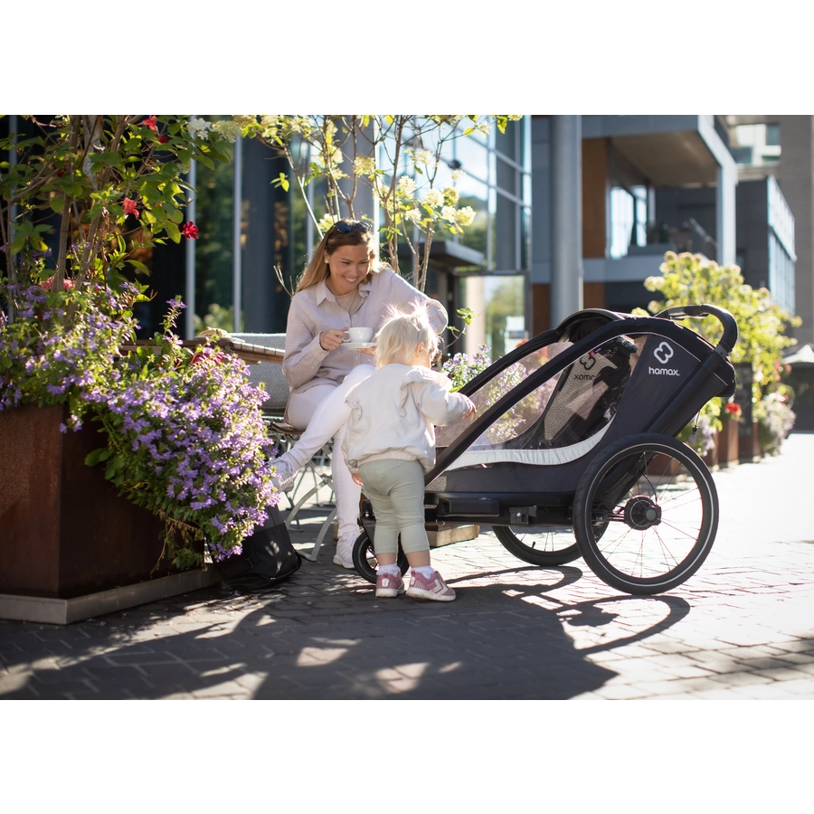 hamax Kinderfahrradanhänger Cocoon Zweisitzer greyblack