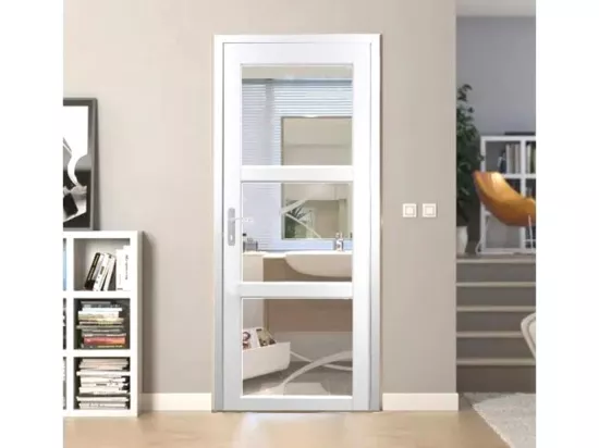 Bloc Porte Kenya Blanc Vitrage Transparent H204 X L73 Poussant Droite Côtes Tableau Gd Menuiseries