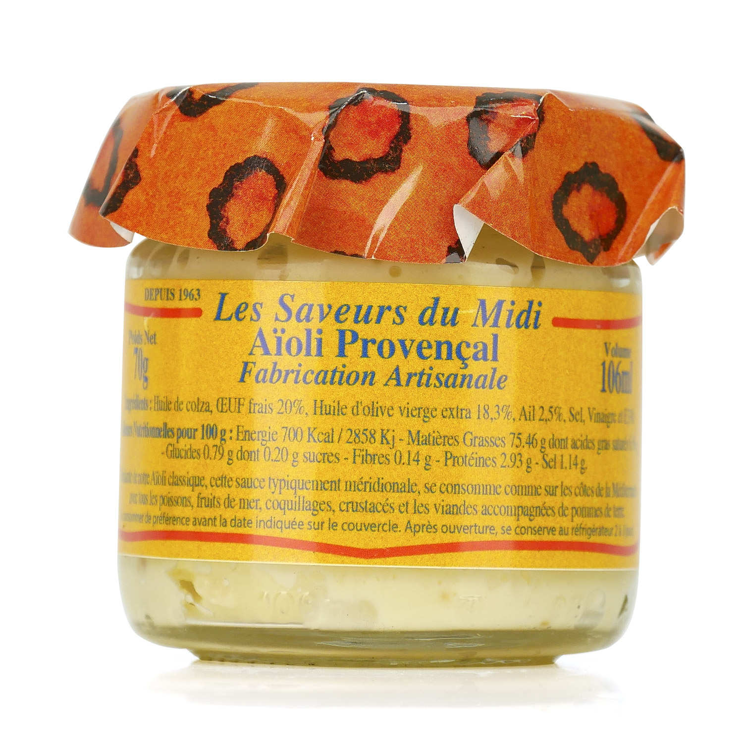 Aïoli provençal artisanal aux œufs frais et à l'huile d'olive