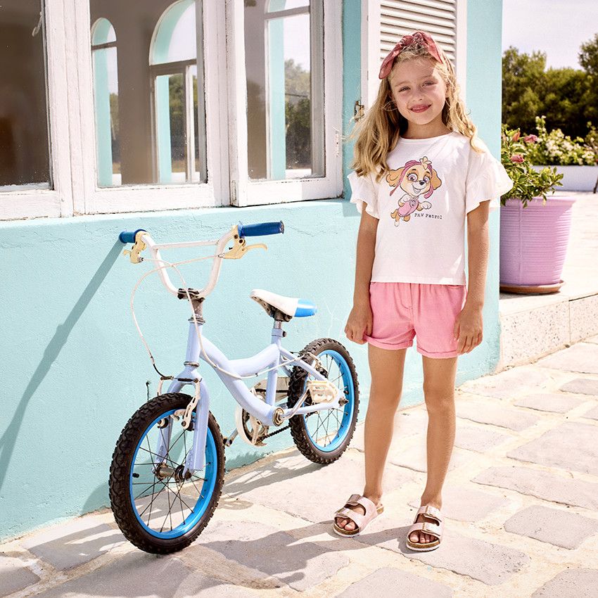 Short uni en toile armurée pour fille - Multicolore