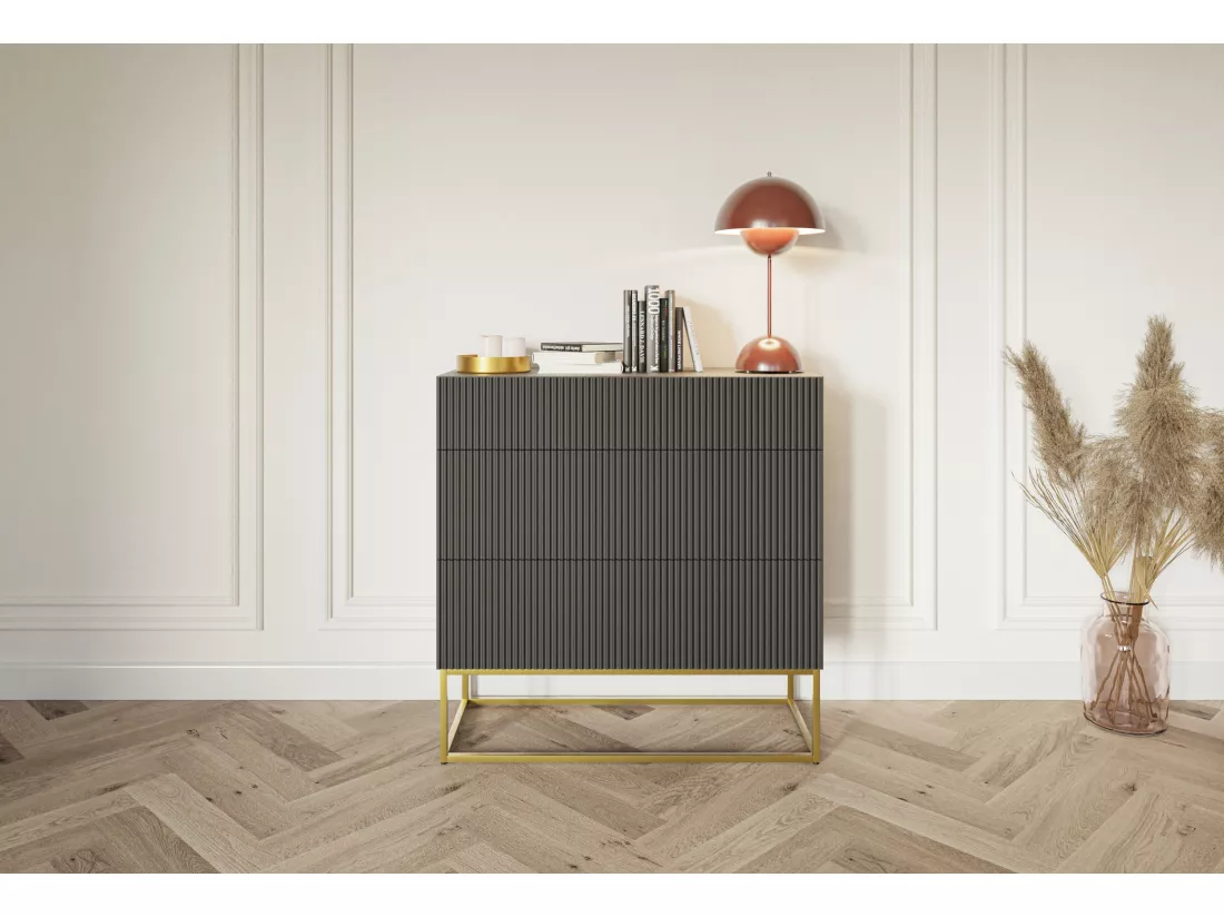Commode avec tiroirs - 90 cm - noir - VELDIO