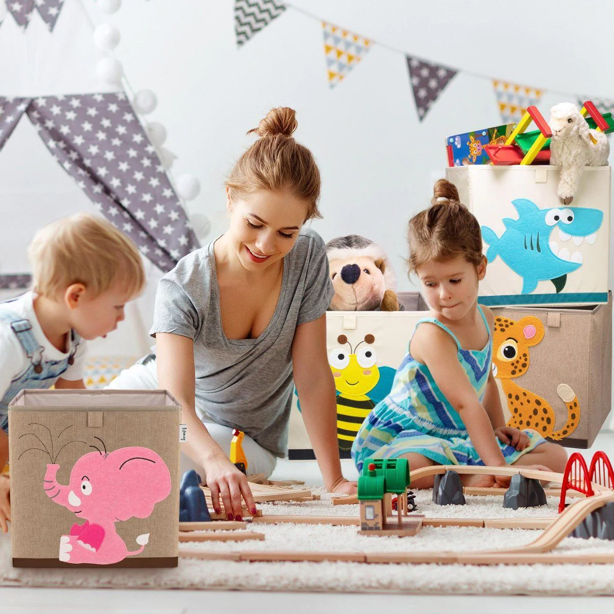 Boîte de rangement en tissu pour enfant 