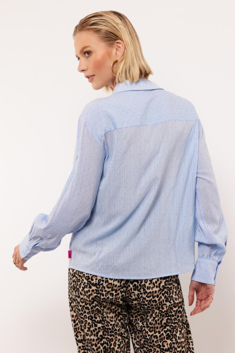 Fluresk blauwe dames blouse