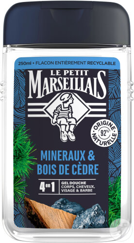 Le Petit Marseillais Gel Douche Homme 4-En-1 Minéraux Et Bois De Cèdre Flacon 250ml