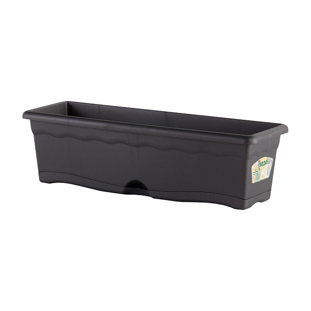 Jardinière intégrée soucoupe 60x20cm anthracite