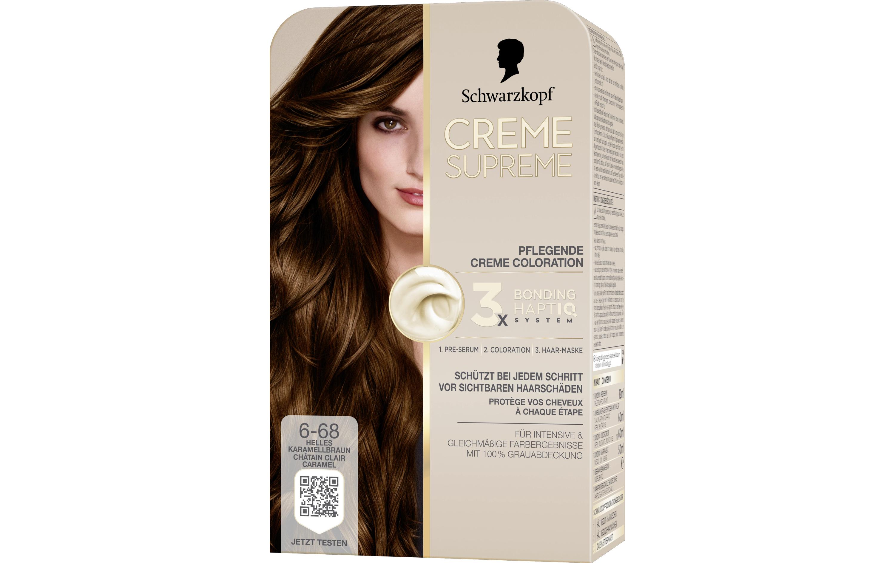 Haarcoloration Creme Supreme 6-68 Helles KaramellbraunColoration, schützt das Haar sichtbar vor Haarschäden