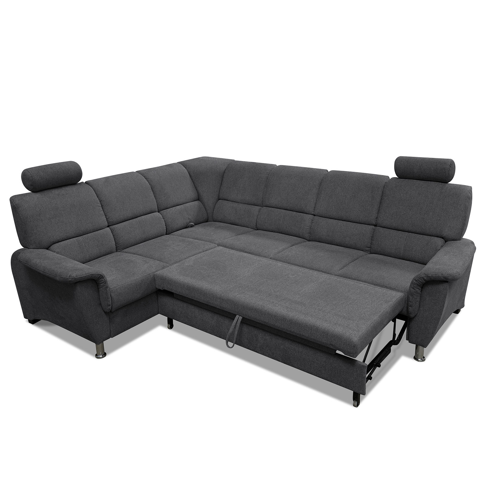 Ecksofa - graphit - Liegefunktion und Staukasten - 2-Sitzer links