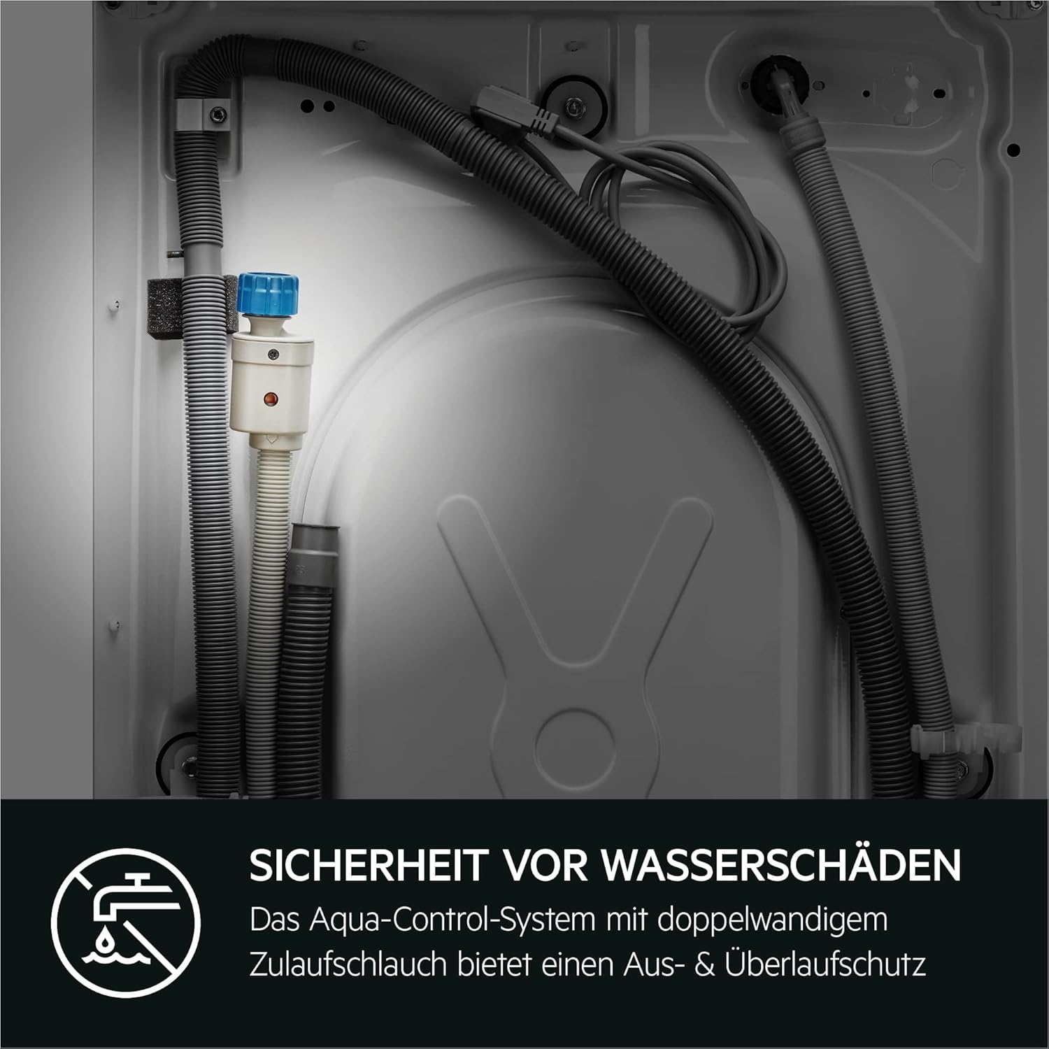 AEG Waschmaschine 8 kg, Serie 6000 ProSense: Mengenautomatik für automatische Anpassung von Waschdauer & Energieverbrauch, Startzeitvorwahl, Nachlegefunktion, Vollwasserschutz, 1400 U/min, L6AMZ48FL