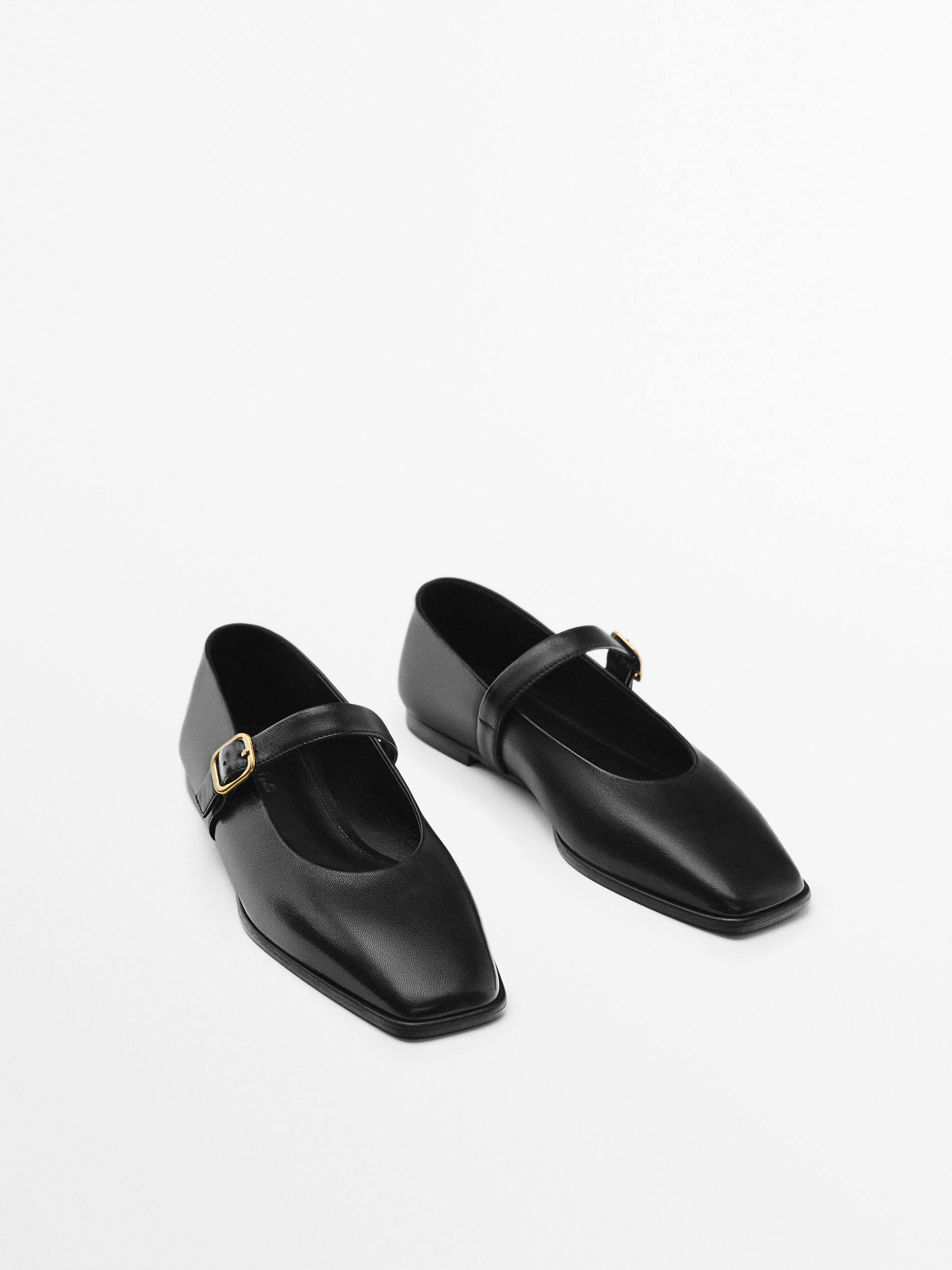 Pulseira bailarina de couro com fivela - PRETA
