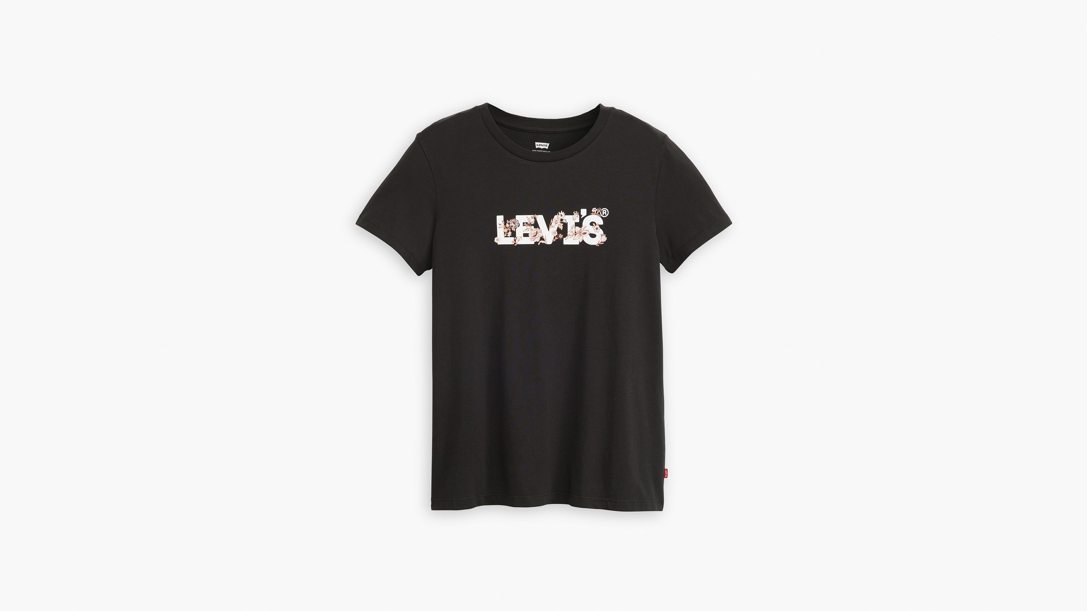 The Perfect Tee - Tapestry Floral Bw Fill Caviar - Black