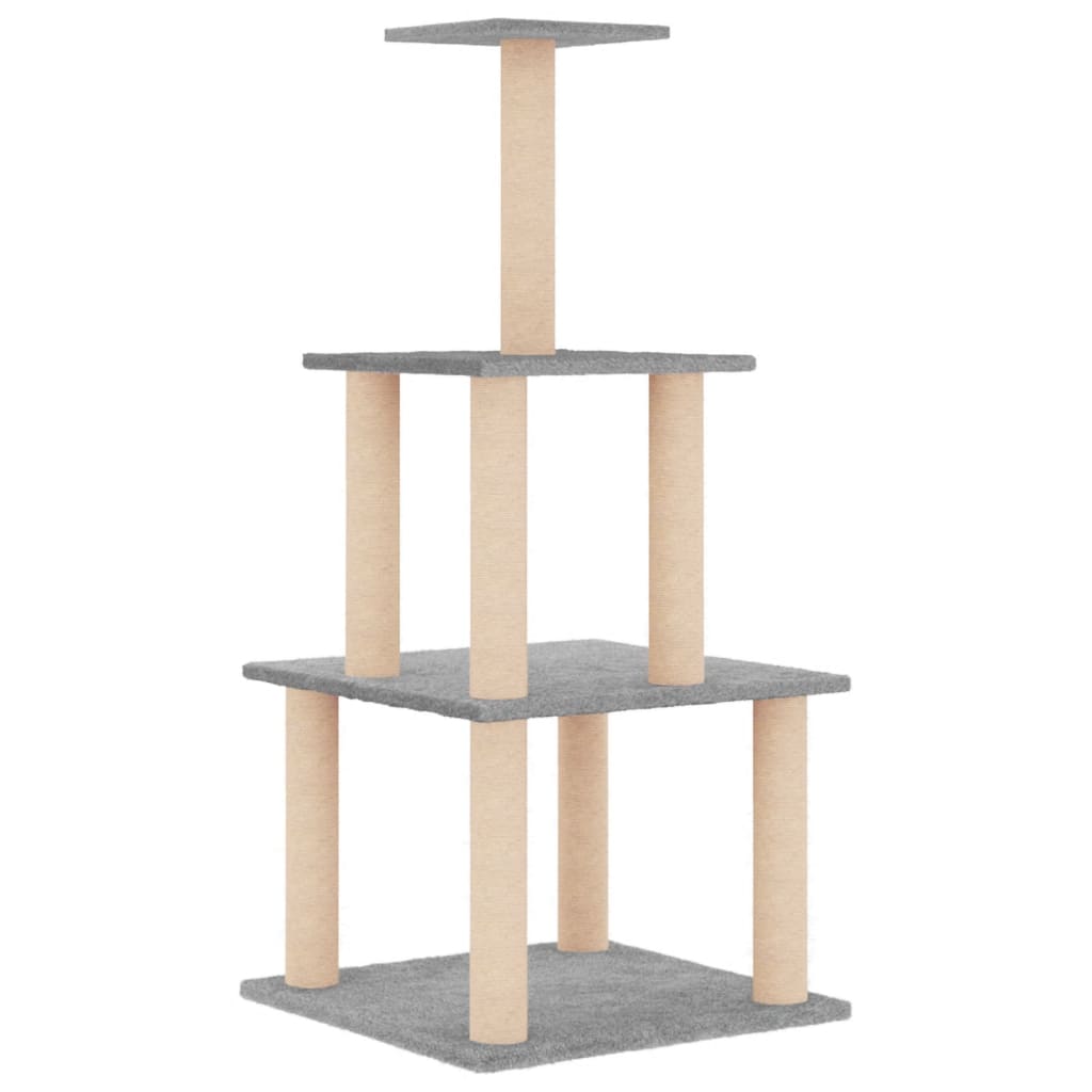 Arranhador para gatos vidaXL com postes de sisal cinza claro, 111 cm