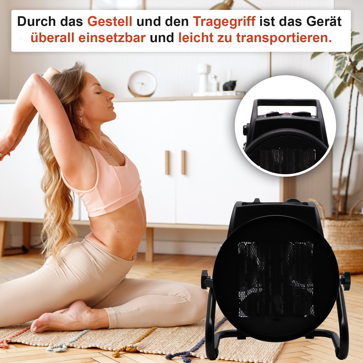 TroniTechnik® KH-503 Keramikheizer Heizlüfter Heizung 3.000 Watt, mit Tragegriff, PTC Keramik, stufenlose Thermosteuerung