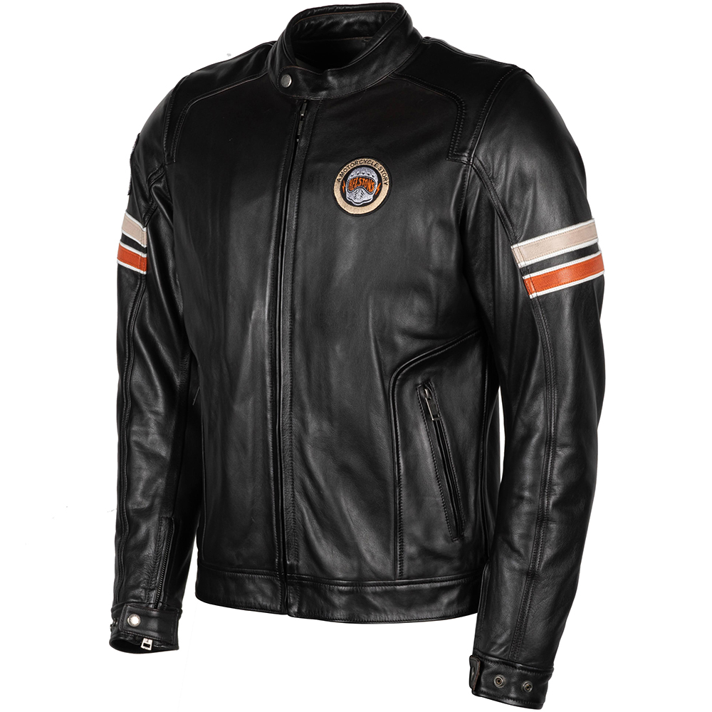 Helstons - Blouson Elron cuir rag Marron / Beige / Orange