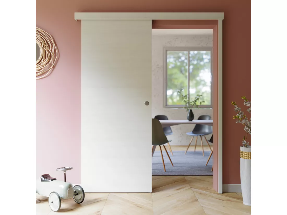 Porte Coulissante avec Rail - Helsinki 83 cm - Avec butée