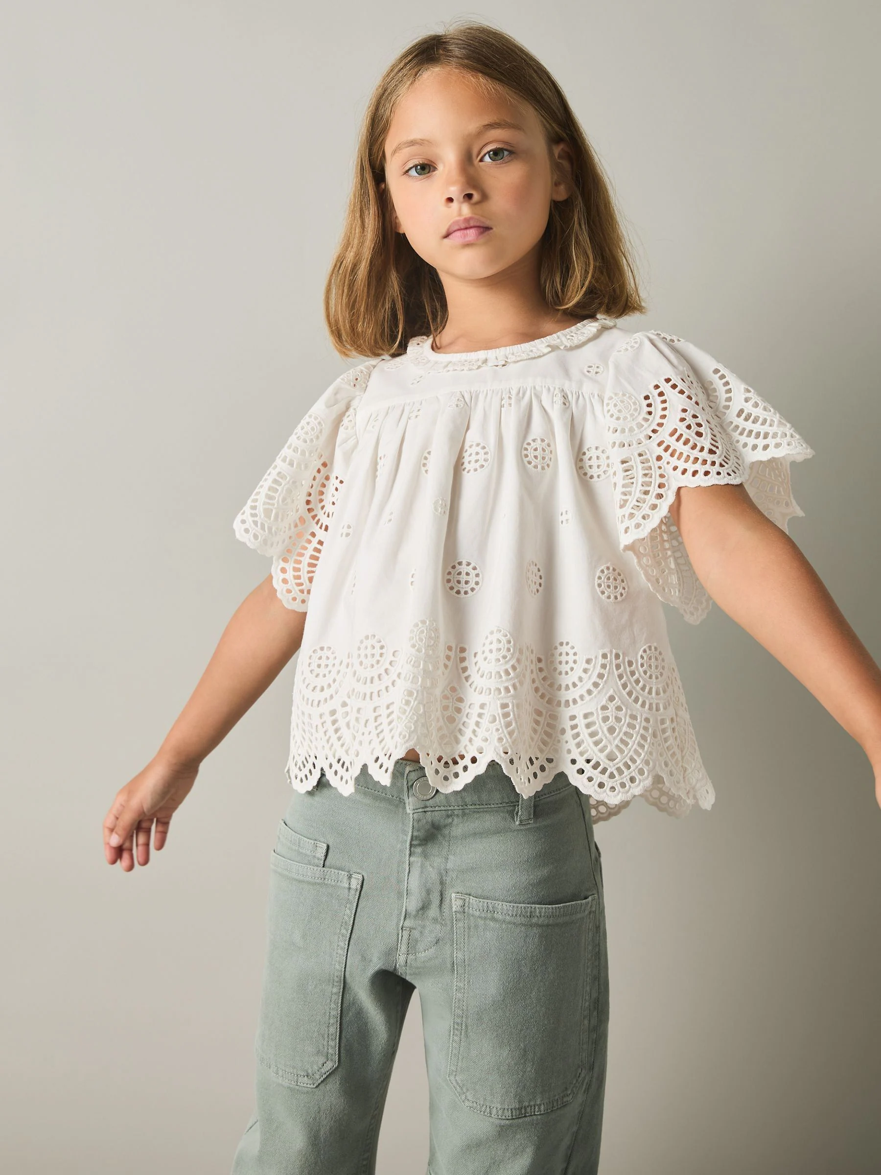 Reiss Laverne Cotton Broderie Blouse