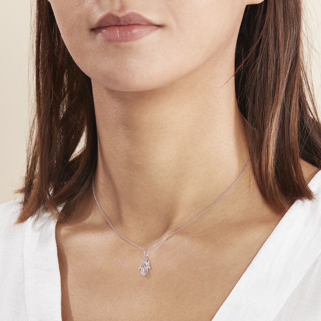 Pendentif Fatima Or Blanc