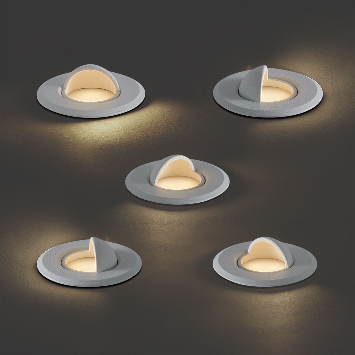 Set van 5 moderne grondspots wit incl. LED IP67 - Linsey