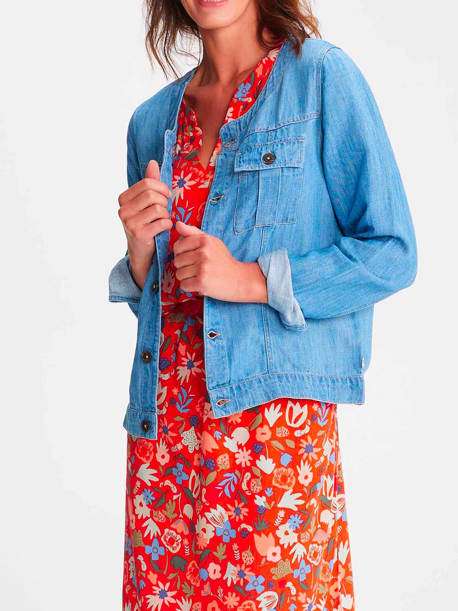 Veste Femme En Jean En Lin Bleu