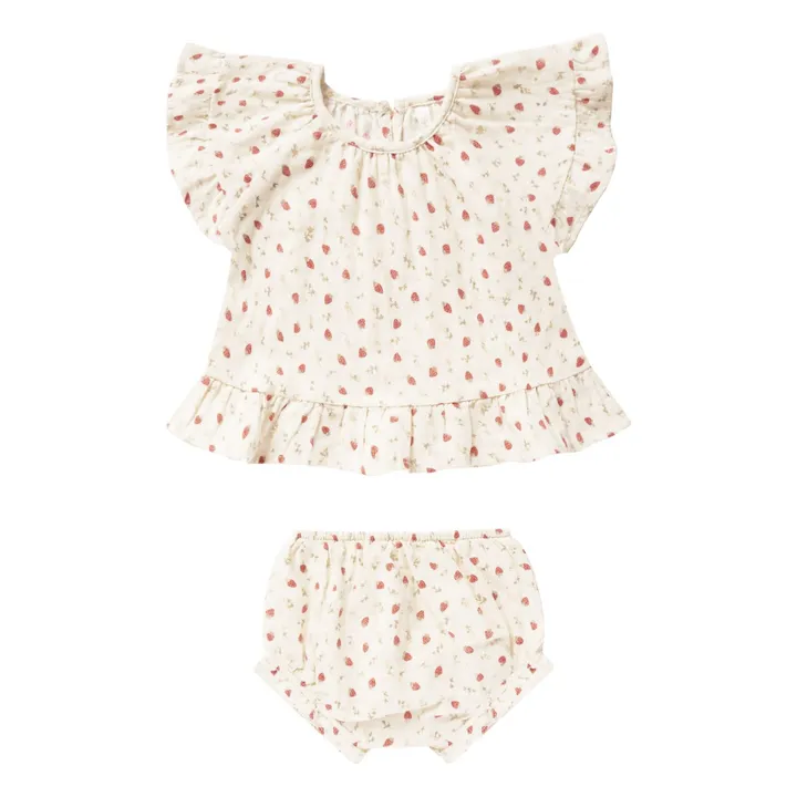 Rylee + Cru T-Shirt et Bloomer Fraises | Ecru