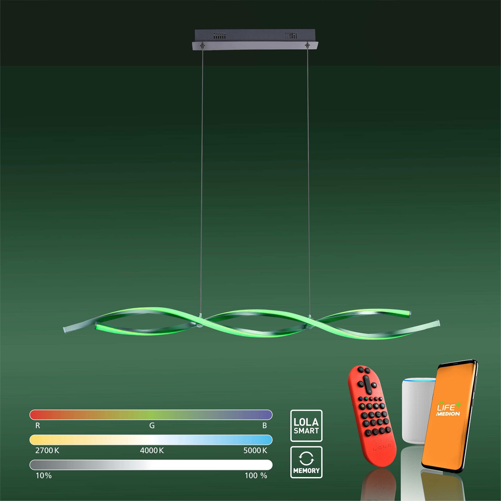 LOLA-Smart Pendelleuchte Swing Alu