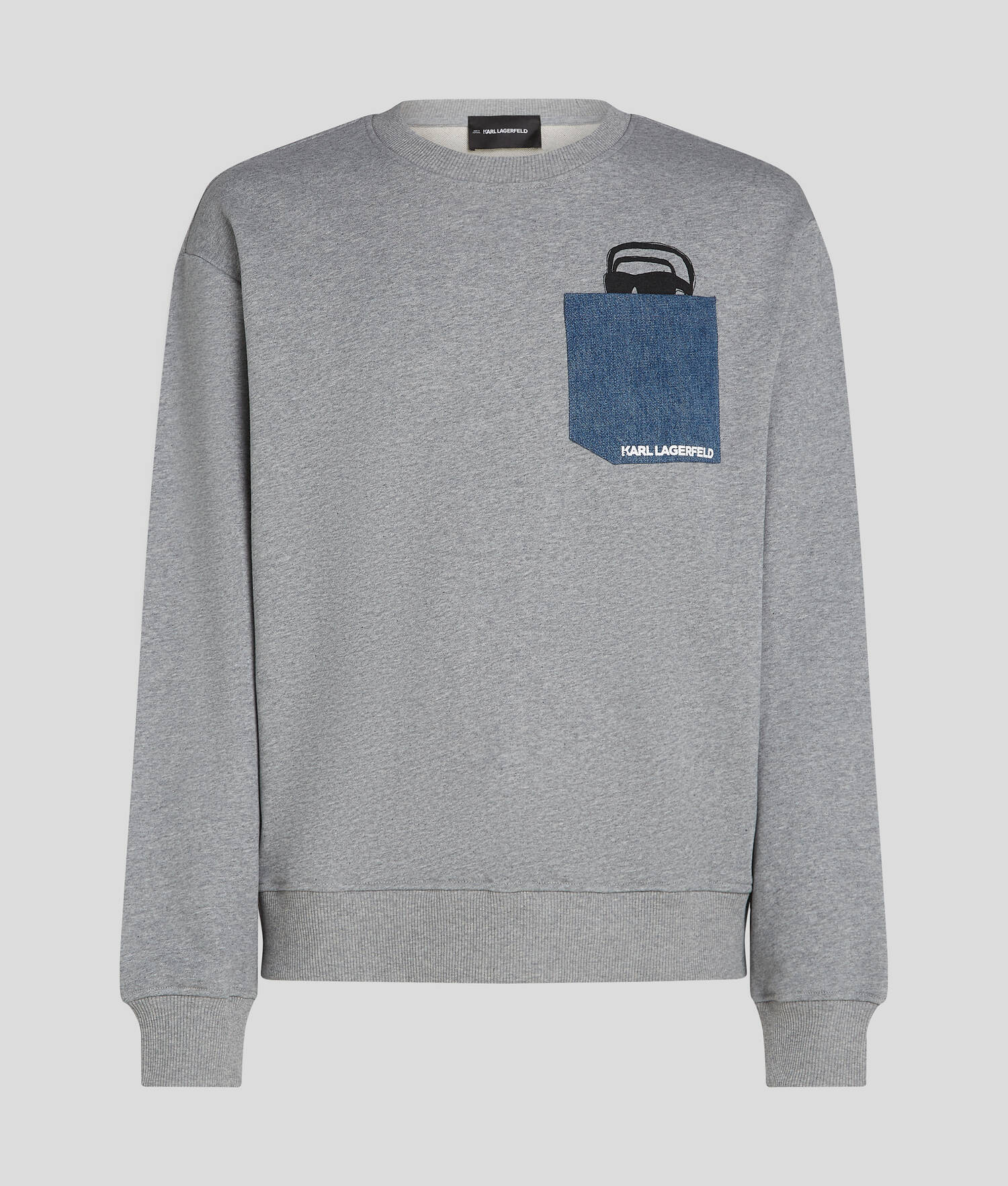 SWEAT-SHIRT À POCHE EN JEAN IKON - Gris Chiné Clair