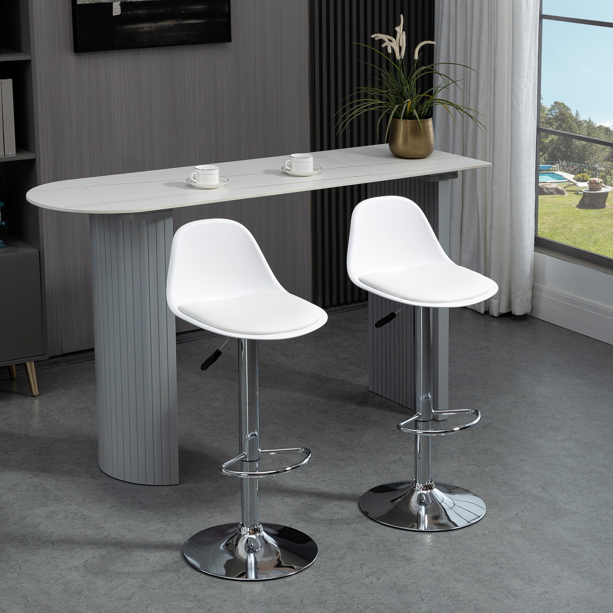 HOMCOM Barhocker mit Stahlrahmen weiß 40L x 42B x 82-104H cm