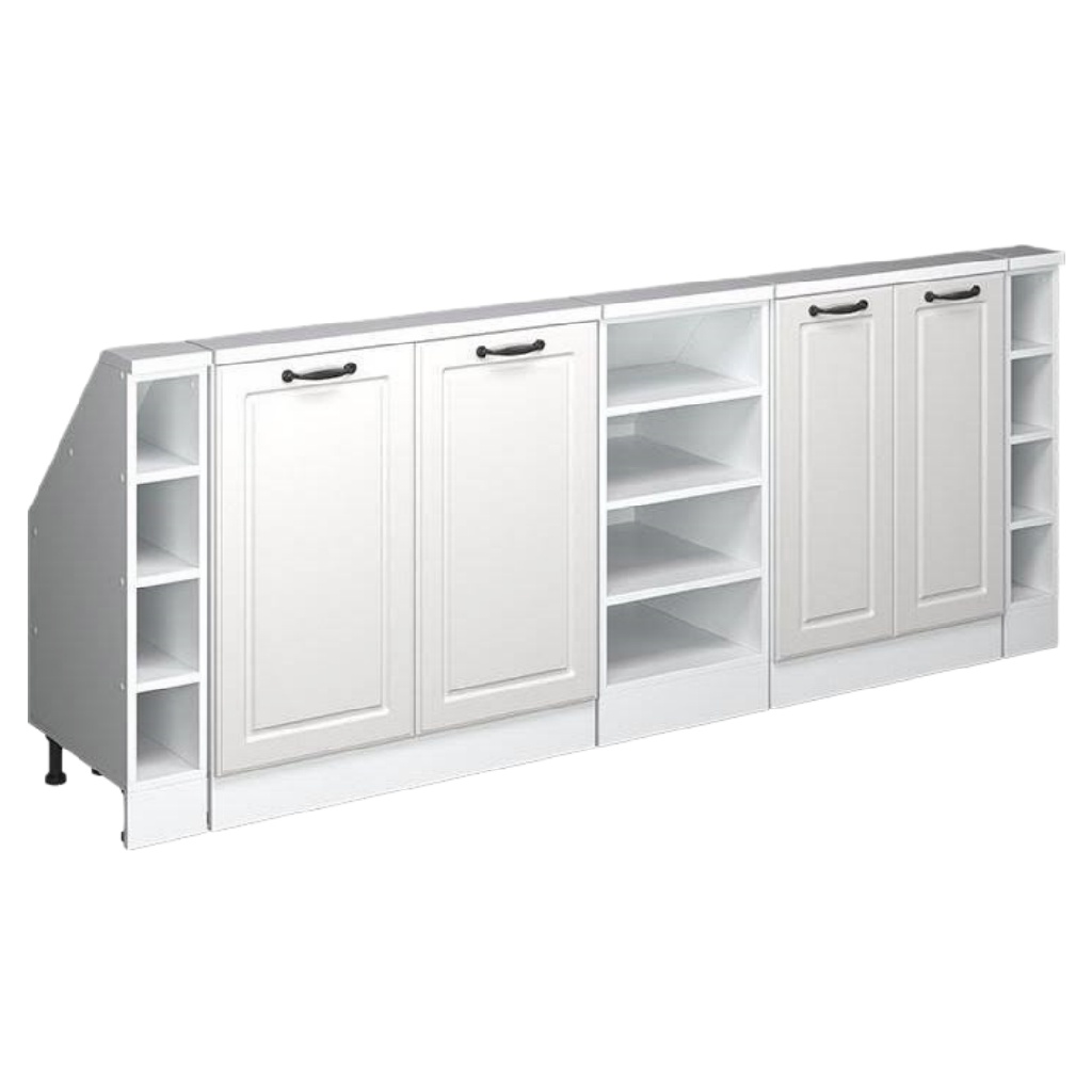 Meuble de rangement blanc avec étagères et portes