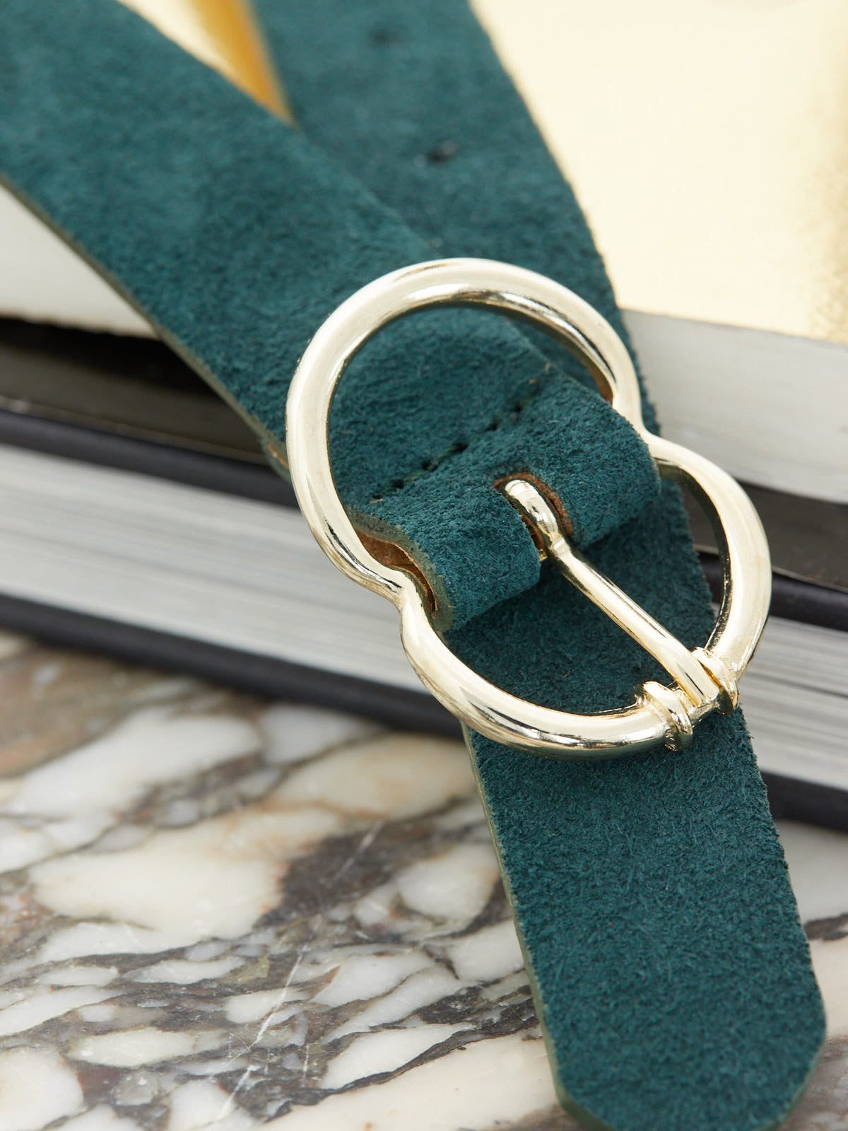 Ceinture cuir double ardillon femme