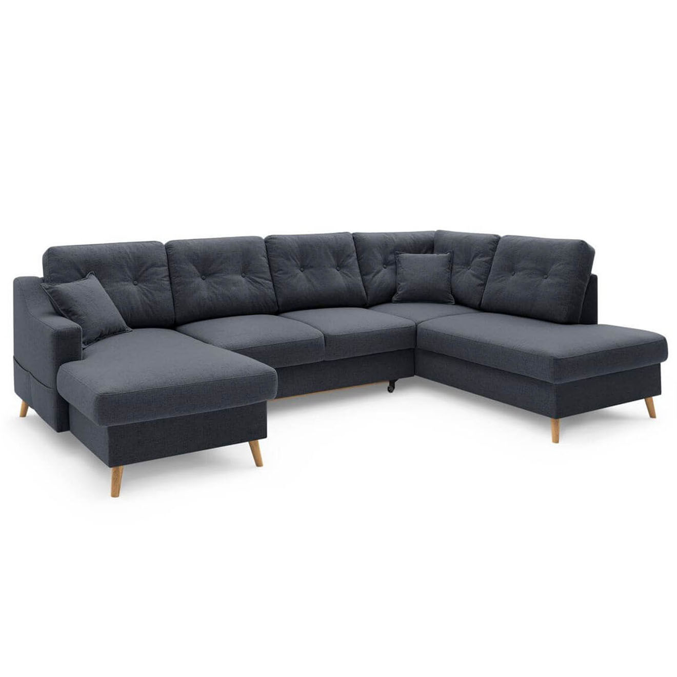 Bobochic Canapé d'angle panoramique convertible gauche Sweden gris foncé gris foncé - 300x149/90/198x95 cm