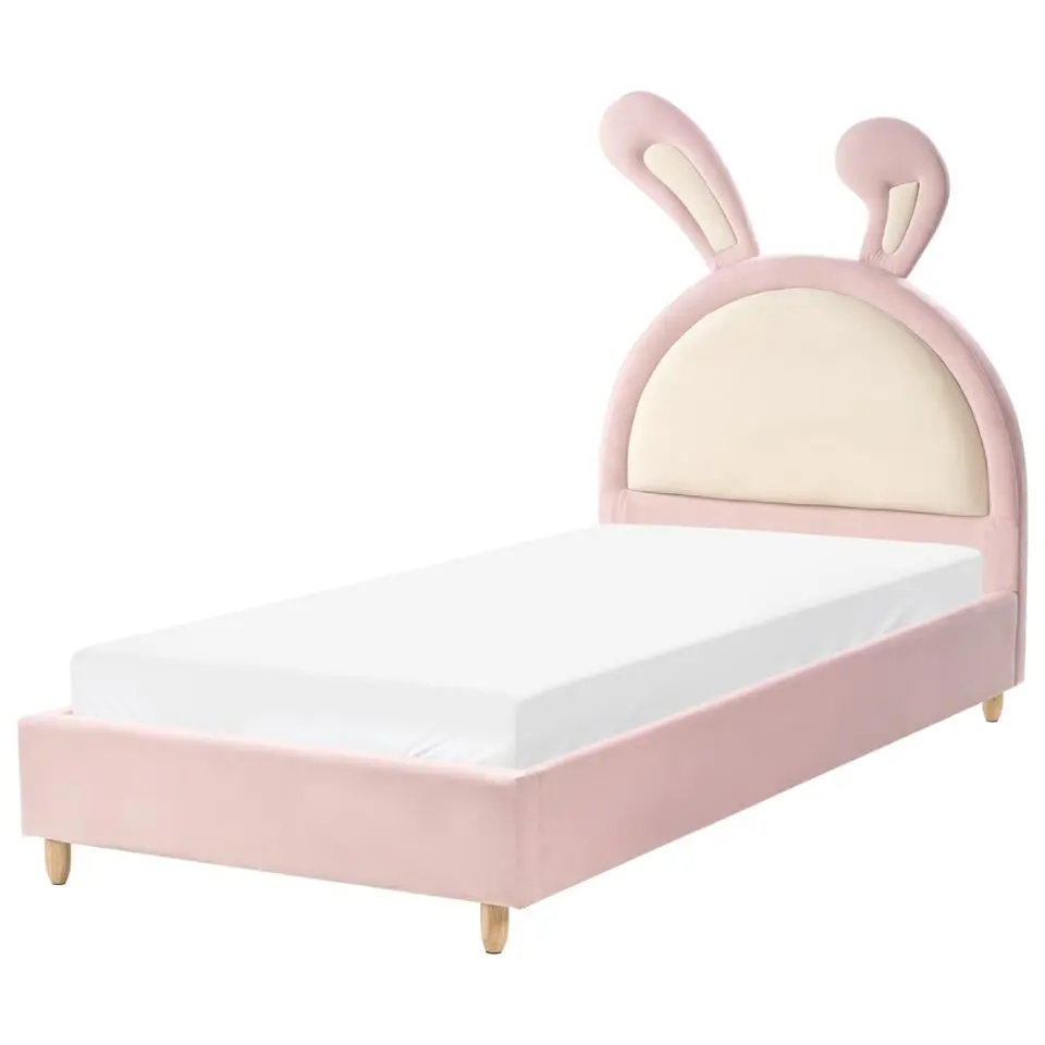 LALLIAS - Eenpersoonsbed - Roze - 90 x 200 cm - Fluweel