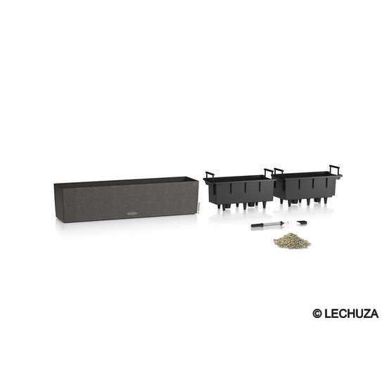Jardinière balconera stone en plastiquenoir - 79x19x19 cm