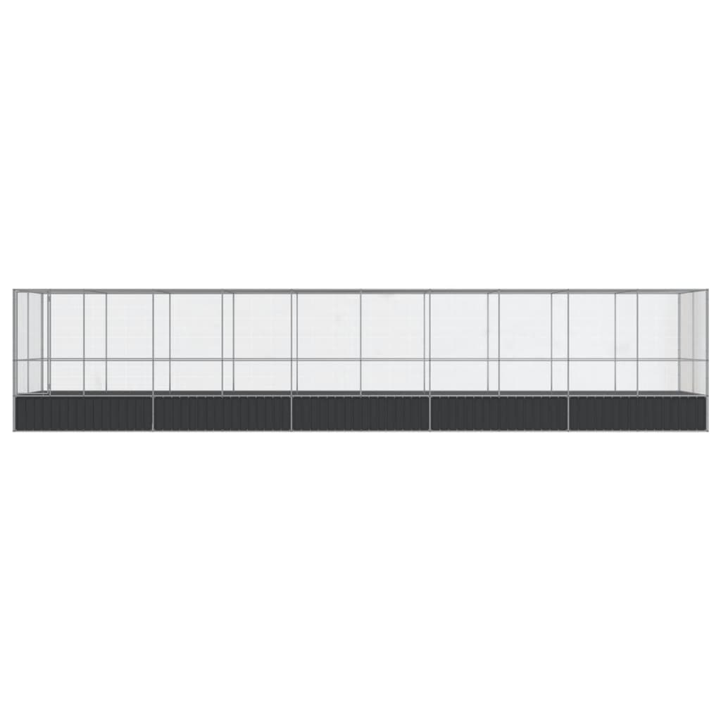 Gaiola para pássaros vidaXL com extensão, em aço, cor prata, 1039x207x212 cm