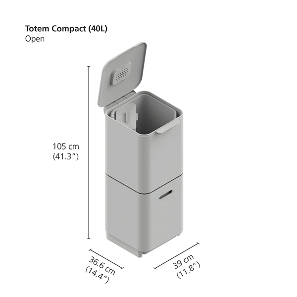 Poubelle Totem Graphite 40 L - 2 compartiments 20 L Joseph Joseph