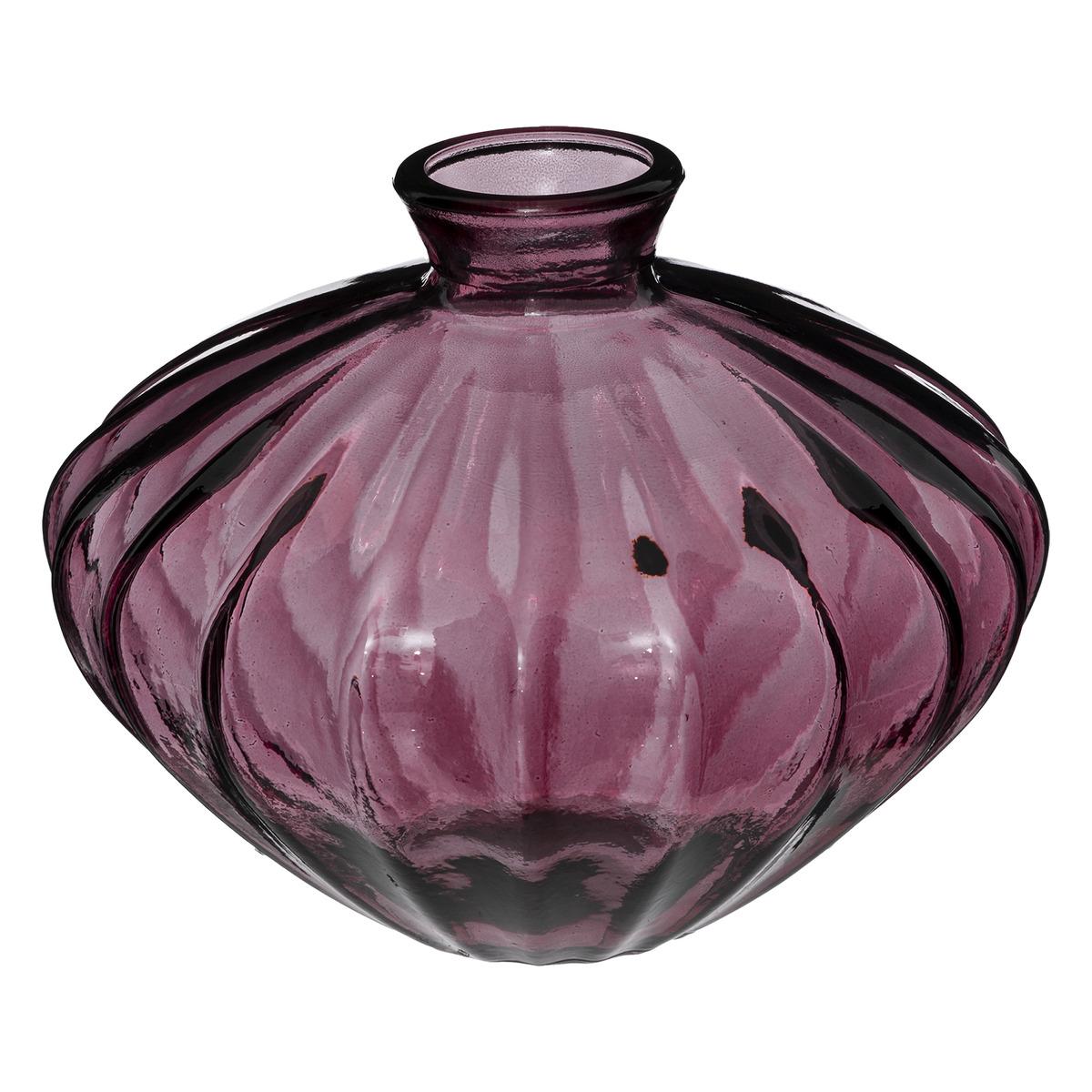 VASE VERRE RECYCLE ROSE CANDY H.14CM