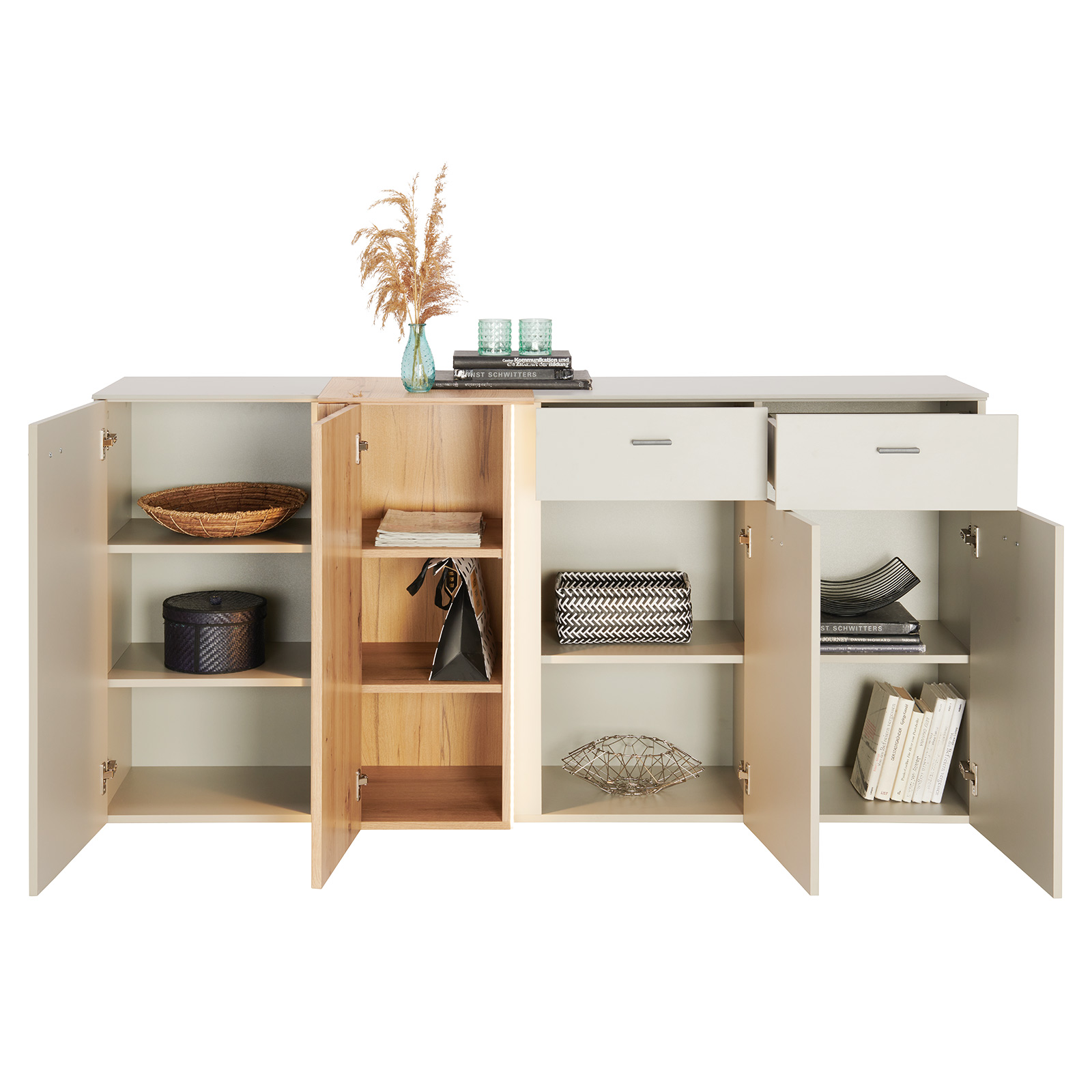 Sideboard SANTANA - Coast Evoke Eiche-kieselgrau - 4 Türen - 178 cm