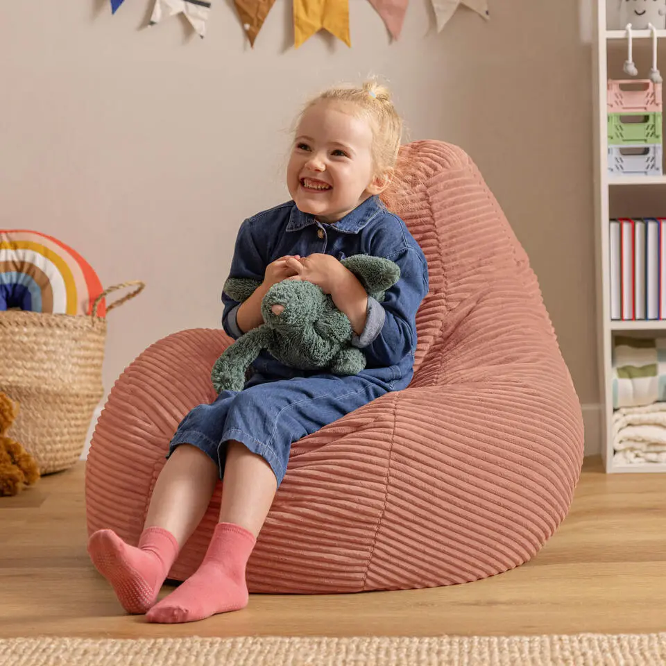 Set van 2 icon Kinderzitzakken Dalton - Corduroy Zitzak - Oud roze