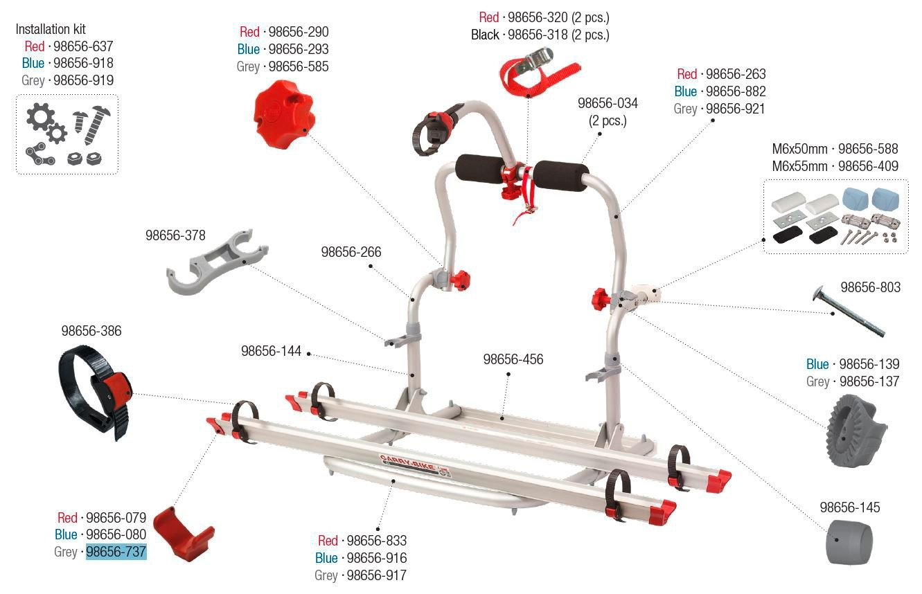 Fiamma Schienenabdeckkappe passend für Carry Bike UL / CL / Rail Quick - Farbe Grau Fiamma Ersatzteilnummer 98656-737