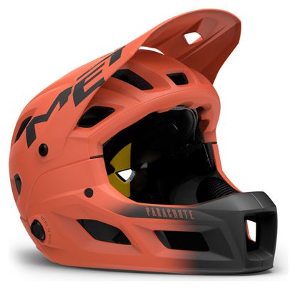 Casque avec Mentonnière Amovible Met Parachute MCR Mips Orange/Noir