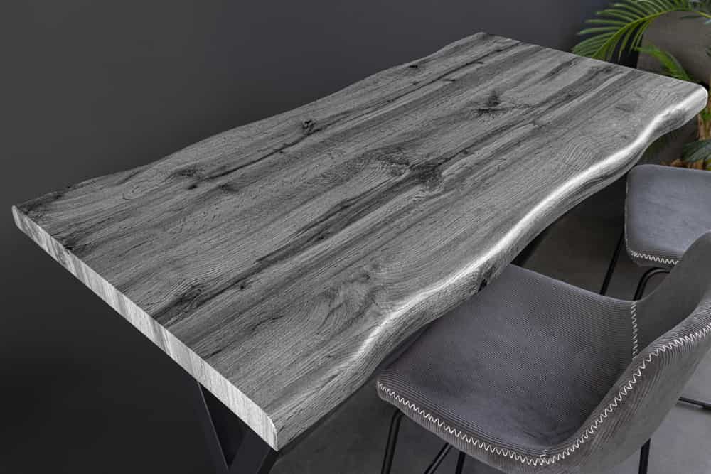 Industrial Bartisch WILD 120cm grau Wildeichen-Design schwarz Metall X-Gestell