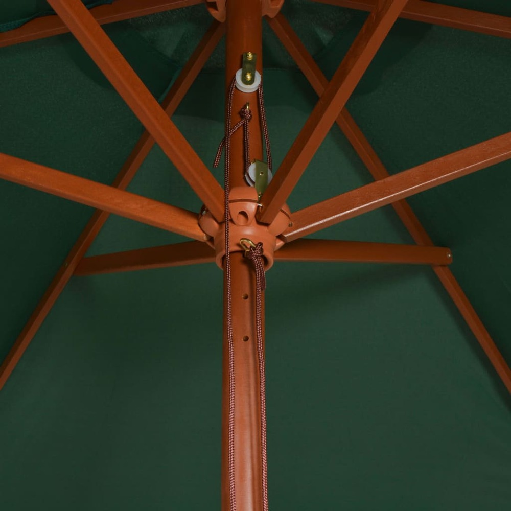 Parasol mobilier de jardin avec poteau en bois 200 x 300 cm vert