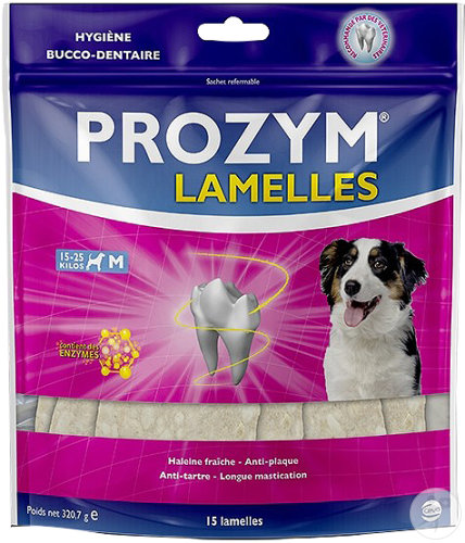 Ceva Prozym Lamelles Haleine Fraîche Et Anti-Plaque Chiens Taille M 15-25kg 15 Pièces