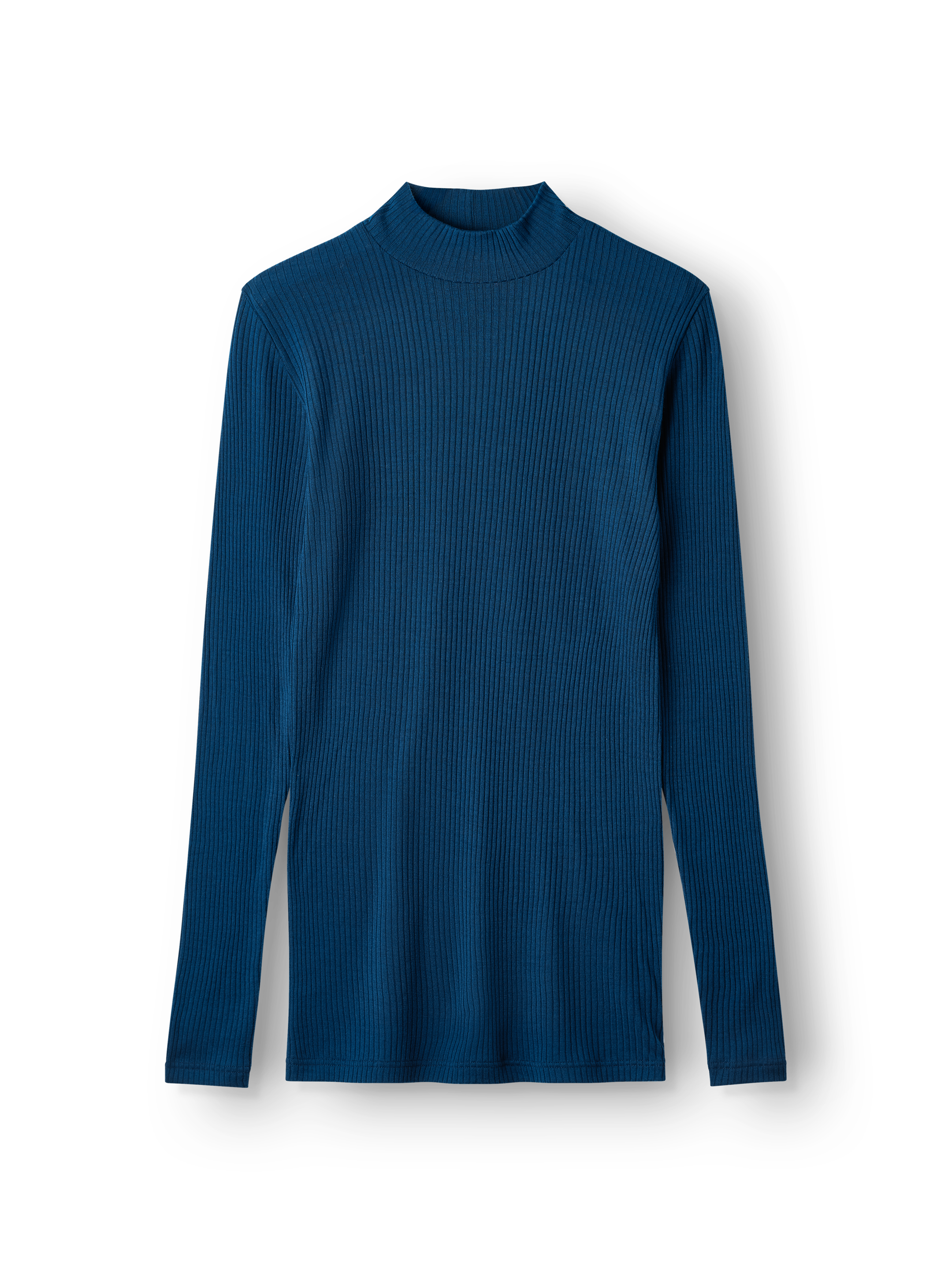 Shirt met hoge hals van merinowol voor dames - Petrolbl