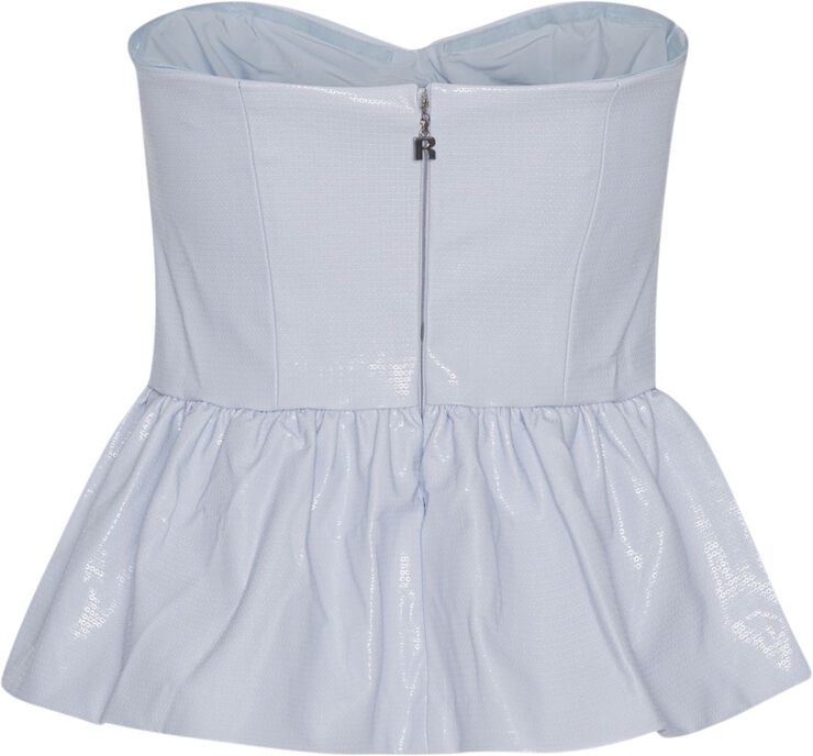 ROTATE Birger Christensen Embossed Strapless Top Artic ice