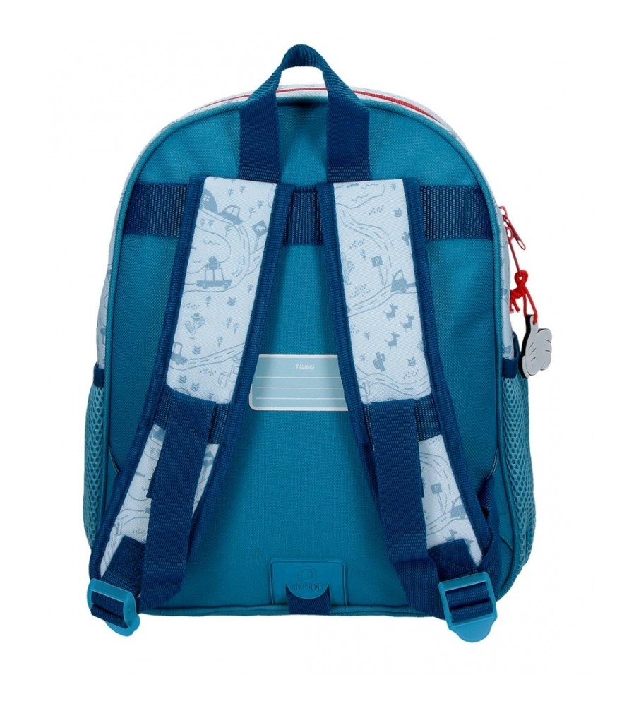 Mochila Disney Mickey Road Trip 33cm Adaptável a Carrinho Azul