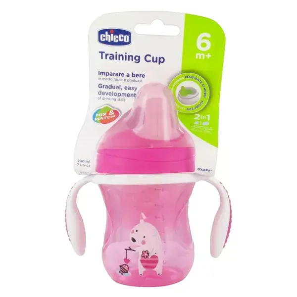 Chicco Repas Tasse Training à Bec Rigide +6m Cochon Violet 200ml